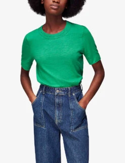 Whistles Rosa Double-trim Short-sleeved Cotton-jersey T-shirt 7 Whistles Rosa Double-trim Short-sleeved Cotton-jersey T-shirt -The Fashion Shop R04145303 GREEN ALT02