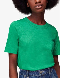 Whistles Rosa Double-trim Short-sleeved Cotton-jersey T-shirt 9 Whistles Rosa Double-trim Short-sleeved Cotton-jersey T-shirt -The Fashion Shop R04145303 GREEN ALT04
