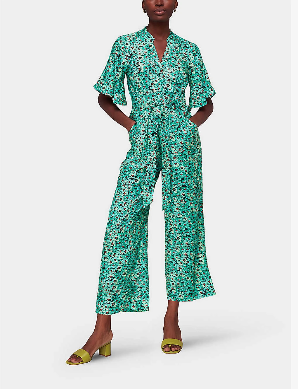 Whistles Floral-print Flutter-sleeve Woven Jumpsuit 2 Whistles Floral-print Flutter-sleeve Woven Jumpsuit - Image 2