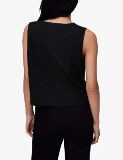 Whistles Ribbed Buttoned V-neck Stretch-woven Vest 8 Whistles Ribbed Buttoned V-neck Stretch-woven Vest -The Fashion Shop R04145318 BLACK ALT03