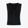 Whistles Ribbed Buttoned V-neck Stretch-woven Vest
