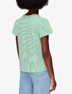 Whistles Frill-sleeved Striped Cotton-jersey T-shirt 8 Whistles Frill-sleeved Striped Cotton-jersey T-shirt -The Fashion Shop R04146483 MULTICOLOURED ALT03