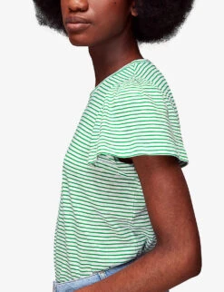 Whistles Frill-sleeved Striped Cotton-jersey T-shirt 9 Whistles Frill-sleeved Striped Cotton-jersey T-shirt -The Fashion Shop R04146483 MULTICOLOURED ALT04