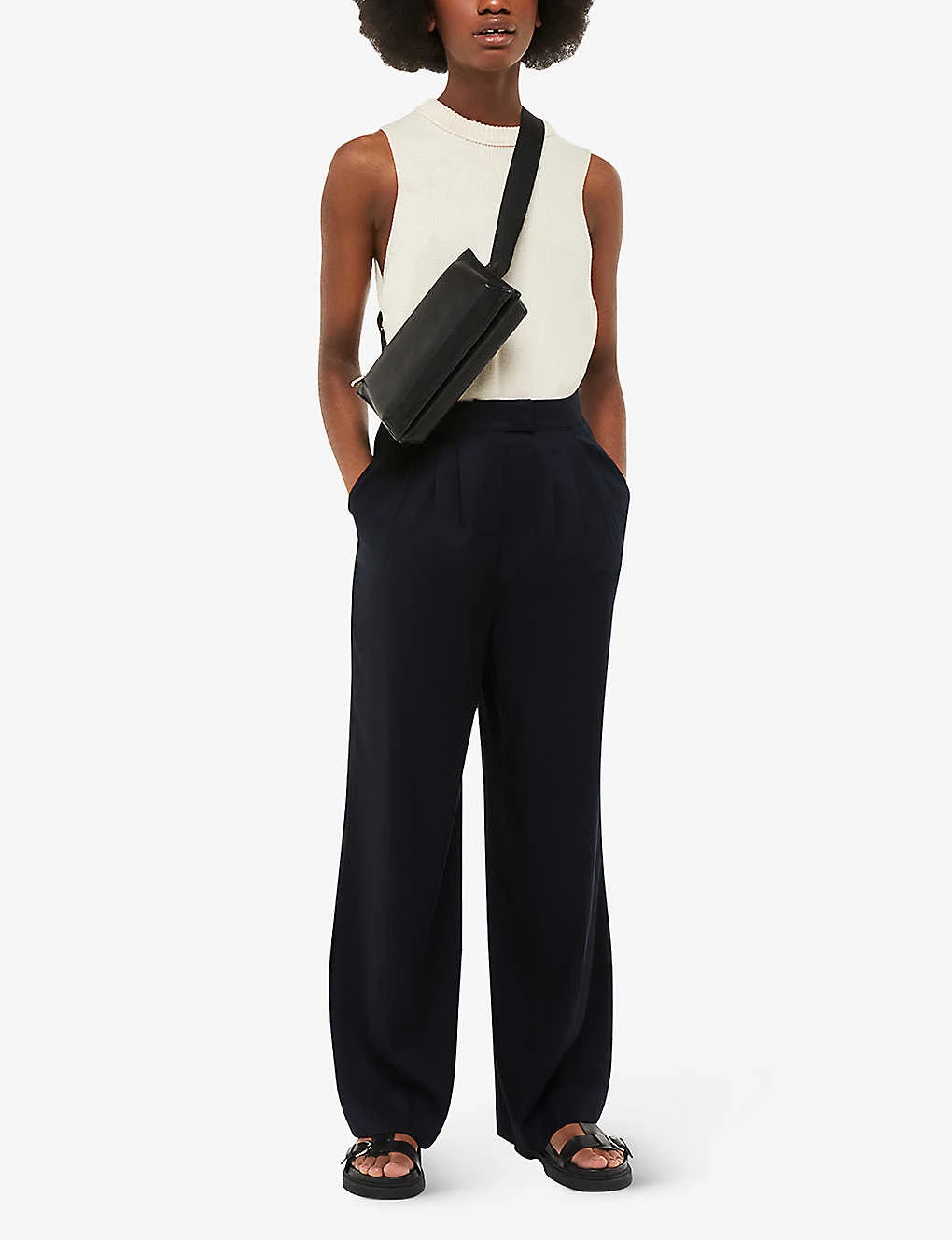 Whistles Fran High-rise Wide-leg Recycled Polyester-blend Trousers 2 Whistles Fran High-rise Wide-leg Recycled Polyester-blend Trousers - Image 2