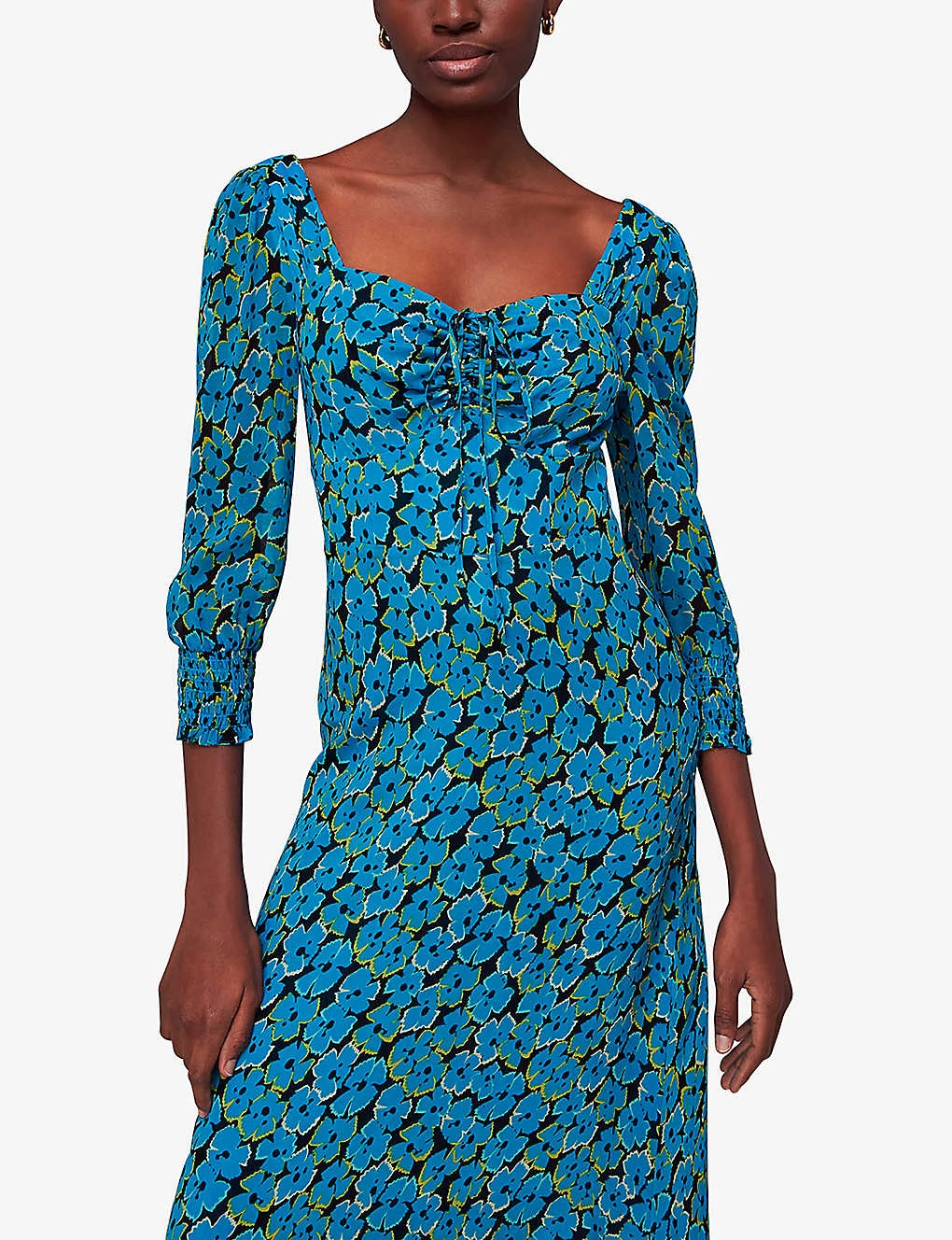 Whistles Farfalle Floral-print Sweetheart-neck Woven Midi Dress 3 Whistles Farfalle Floral-print Sweetheart-neck Woven Midi Dress - Image 3