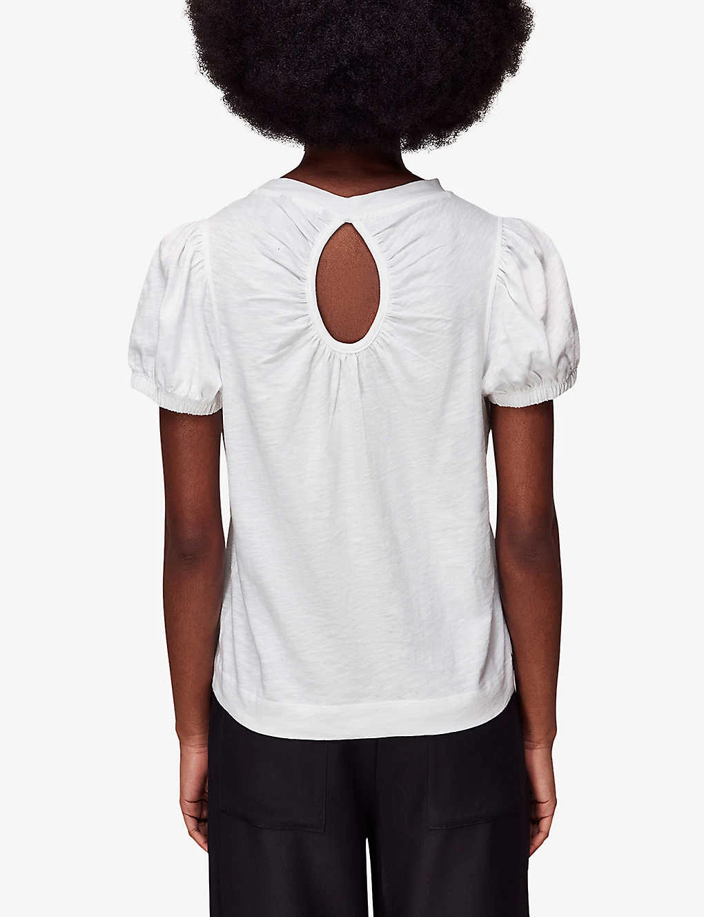 Whistles Puff-sleeved Keyhole Cotton-jersey T-shirt 4 Whistles Puff-sleeved Keyhole Cotton-jersey T-shirt - Image 4