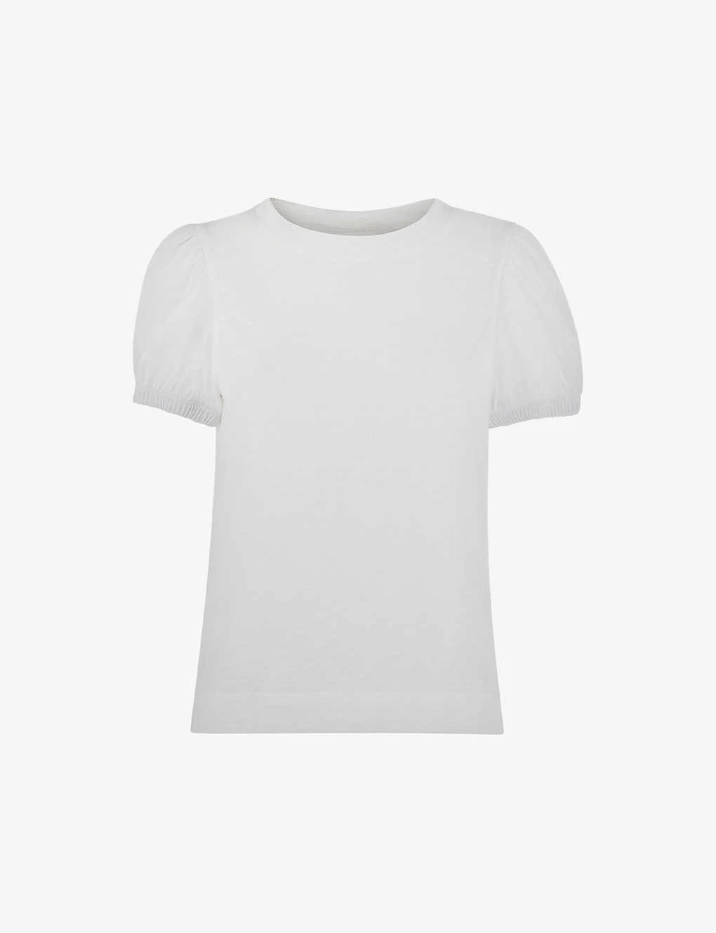 Whistles Puff-sleeved Keyhole Cotton-jersey T-shirt 1 Whistles Puff-sleeved Keyhole Cotton-jersey T-shirt