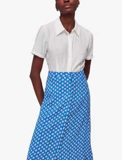 Whistles Floral-print Button-through Woven Midi Skirt -The Fashion Shop R04146882 MULTICOLOURED ALT02