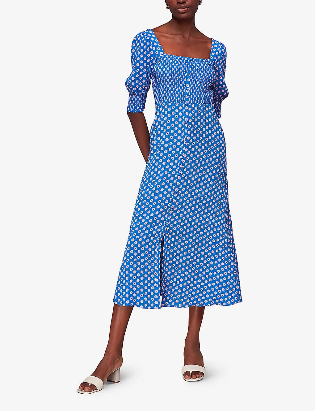 Whistles Floral-print Smocked Woven Midi Dress 2 Whistles Floral-print Smocked Woven Midi Dress - Image 2