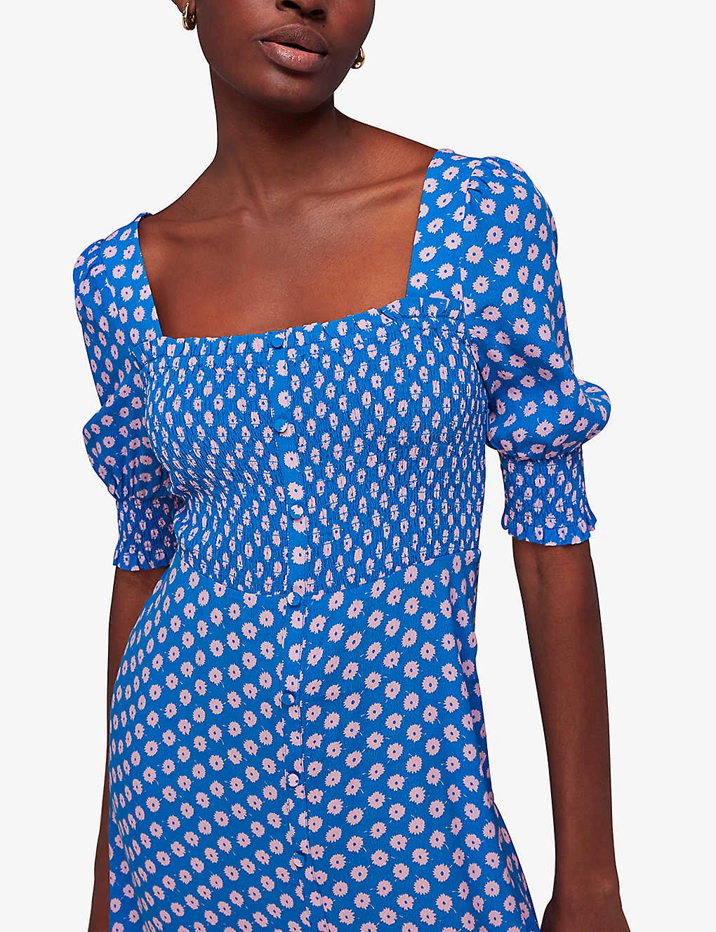 Whistles Floral-print Smocked Woven Midi Dress 3 Whistles Floral-print Smocked Woven Midi Dress - Image 3