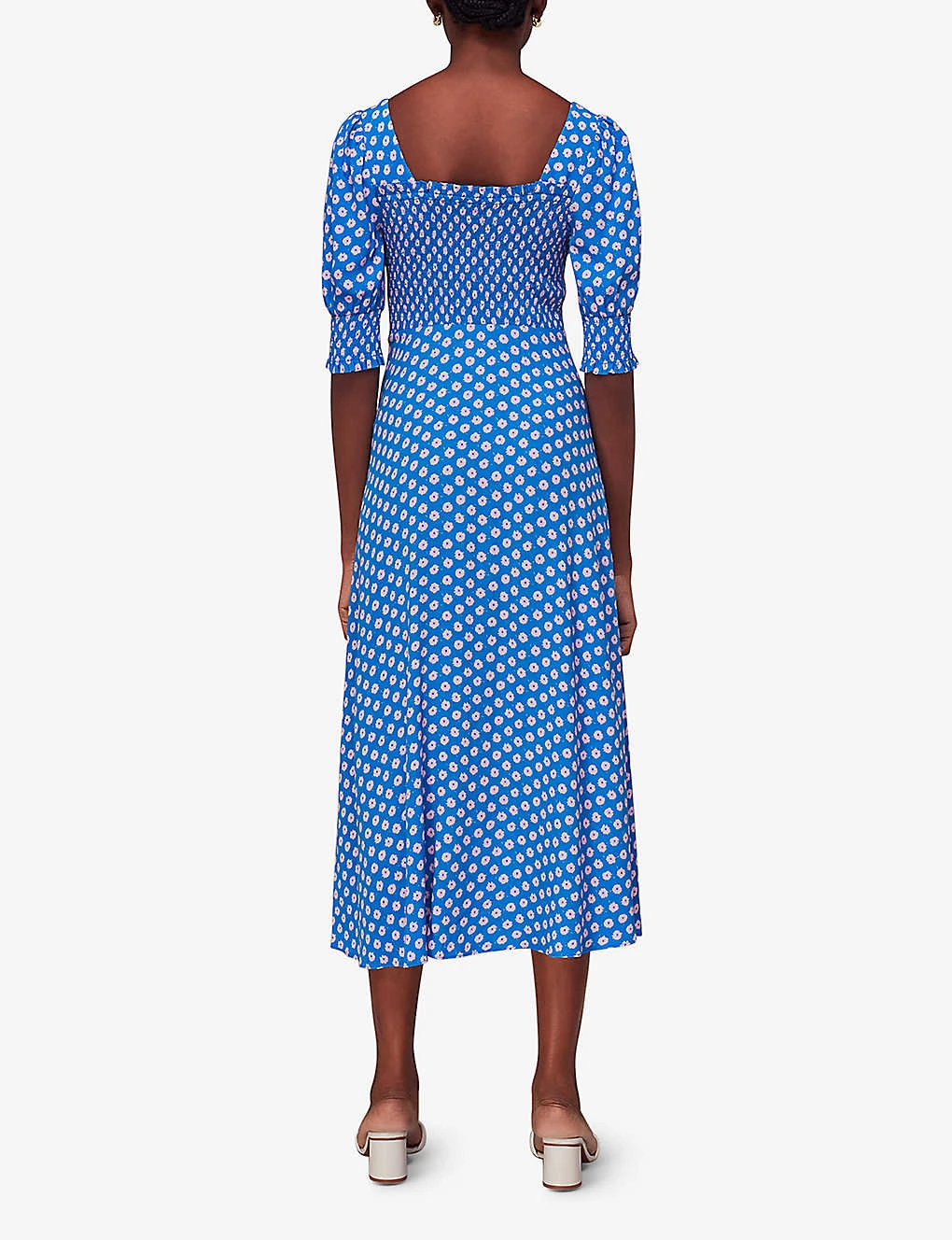 Whistles Floral-print Smocked Woven Midi Dress 4 Whistles Floral-print Smocked Woven Midi Dress - Image 4