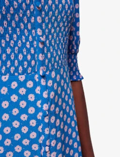 Whistles Floral-print Smocked Woven Midi Dress 9 Whistles Floral-print Smocked Woven Midi Dress -The Fashion Shop R04146883 MULTICOLOURED ALT04