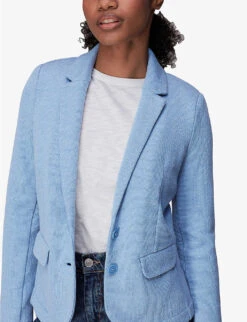 Whistles Slim-fit Single-breasted Cotton-jersey Jacket 7 Whistles Slim-fit Single-breasted Cotton-jersey Jacket -The Fashion Shop R04147618 BLUE ALT02