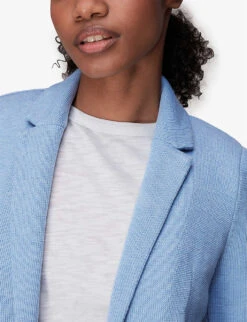 Whistles Slim-fit Single-breasted Cotton-jersey Jacket 9 Whistles Slim-fit Single-breasted Cotton-jersey Jacket -The Fashion Shop R04147618 BLUE ALT04