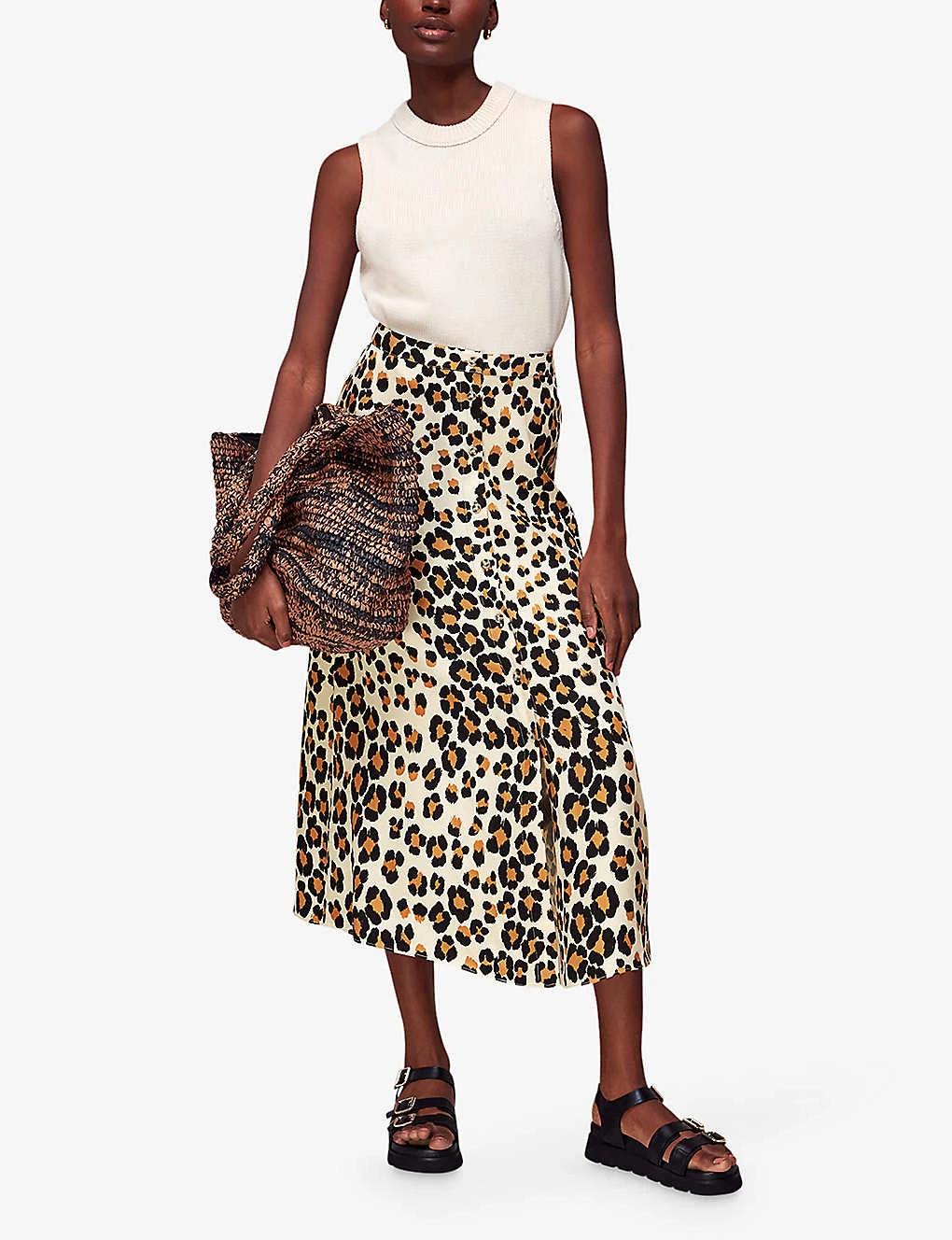 Whistles Leopard-print Button-through Woven Midi Skirt 2 Whistles Leopard-print Button-through Woven Midi Skirt - Image 2