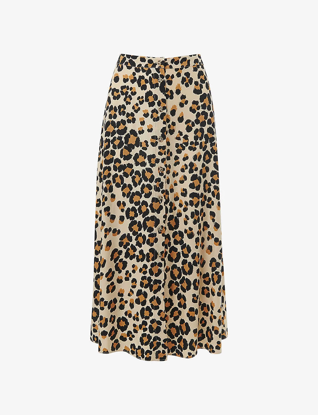 Whistles Leopard-print Button-through Woven Midi Skirt 1 Whistles Leopard-print Button-through Woven Midi Skirt