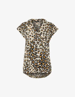 Whistles Leopard-print Open-collar Woven Shirt