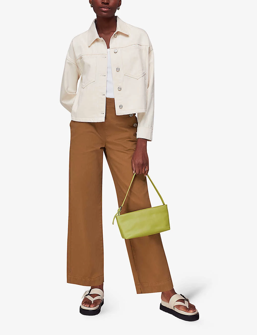 Whistles Emily Button-embellished Straight-leg High-rise Cotton Trousers 2 Whistles Emily Button-embellished Straight-leg High-rise Cotton Trousers - Image 2