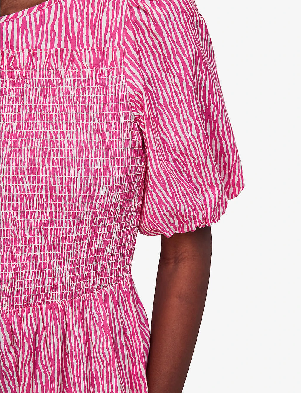 Whistles Uneven Lines Graphic-print Shirred-bodice Cotton Midi Dress 5 Whistles Uneven Lines Graphic-print Shirred-bodice Cotton Midi Dress - Image 5