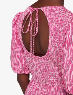 Whistles Uneven Lines Graphic-print Shirred-bodice Cotton Midi Dress 11 Whistles Uneven Lines Graphic-print Shirred-bodice Cotton Midi Dress -The Fashion Shop R04153124 MULTICOLOURED ALT05