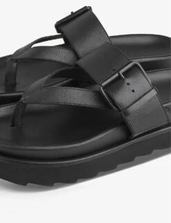 Whistles Sutton Toe-post Buckle Leather Sandals -The Fashion Shop R04153126 BLACK ALT02