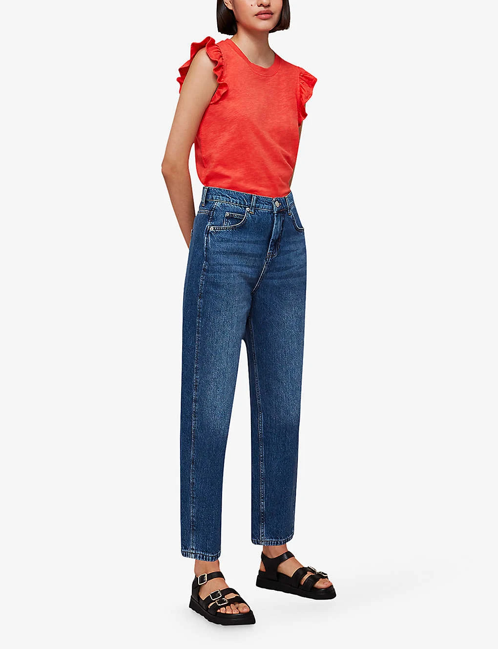 Whistles Frilled Cap-sleeved Cotton T-shirt 2 Whistles Frilled Cap-sleeved Cotton T-shirt - Image 2