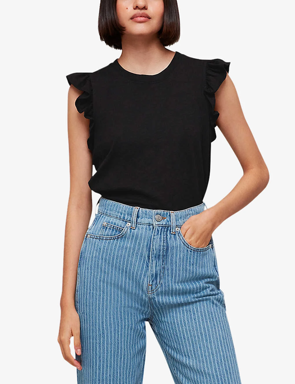 Whistles Frilled Cap-sleeved Cotton T-shirt 3 Whistles Frilled Cap-sleeved Cotton T-shirt - Image 3