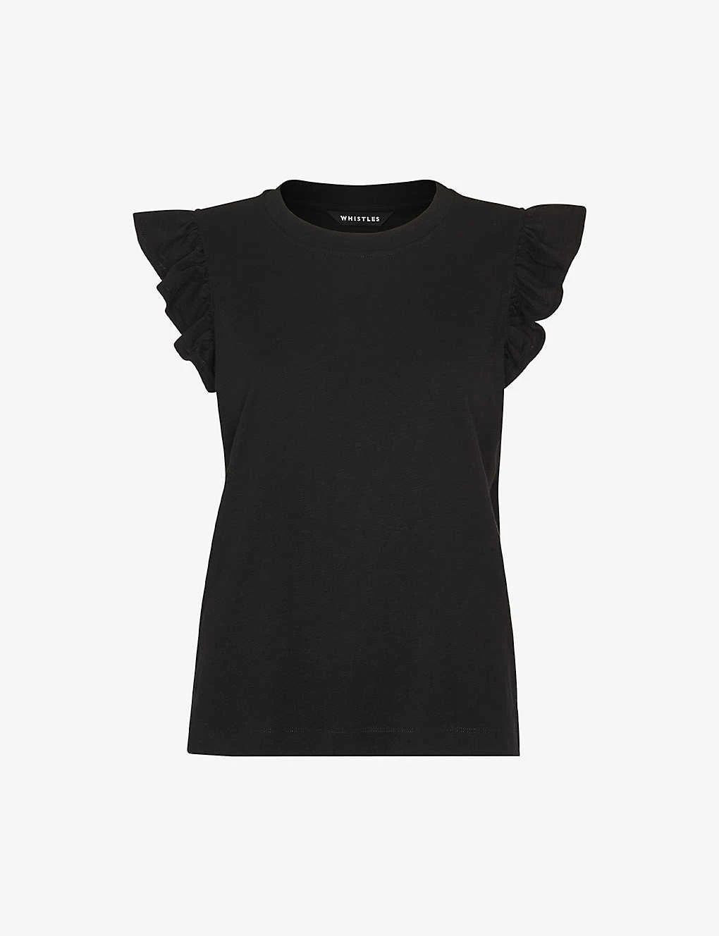 Whistles Frilled Cap-sleeved Cotton T-shirt 1 Whistles Frilled Cap-sleeved Cotton T-shirt