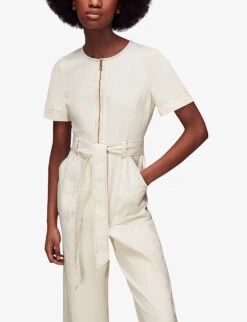 Whistles Cropped Denim Jumpsuit -The Fashion Shop R04156815 CREAM ALT02