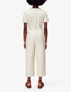Whistles Cropped Denim Jumpsuit -The Fashion Shop R04156815 CREAM ALT03