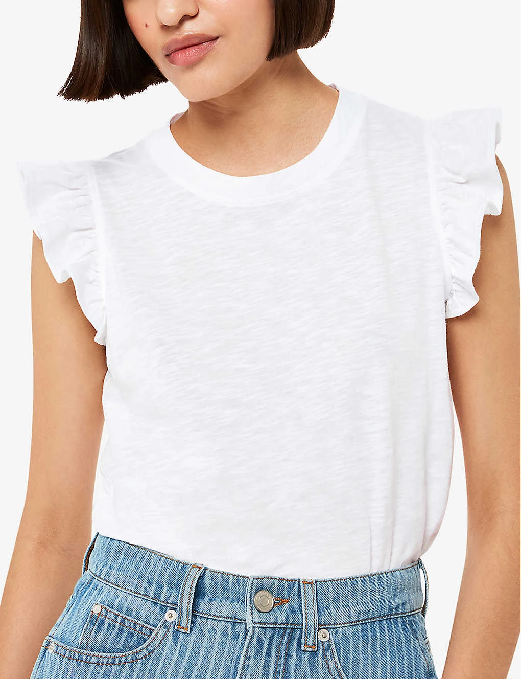 Whistles Frilled-sleeve Cotton-jersey T-shirt 3 Whistles Frilled-sleeve Cotton-jersey T-shirt - Image 3
