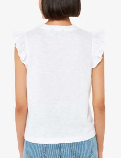 Whistles Frilled-sleeve Cotton-jersey T-shirt 8 Whistles Frilled-sleeve Cotton-jersey T-shirt -The Fashion Shop R04164046 WHITE ALT03