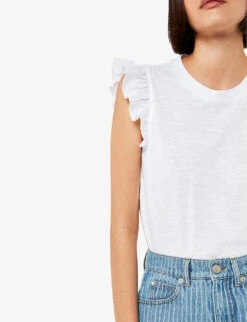 Whistles Frilled-sleeve Cotton-jersey T-shirt 9 Whistles Frilled-sleeve Cotton-jersey T-shirt -The Fashion Shop R04164046 WHITE ALT04