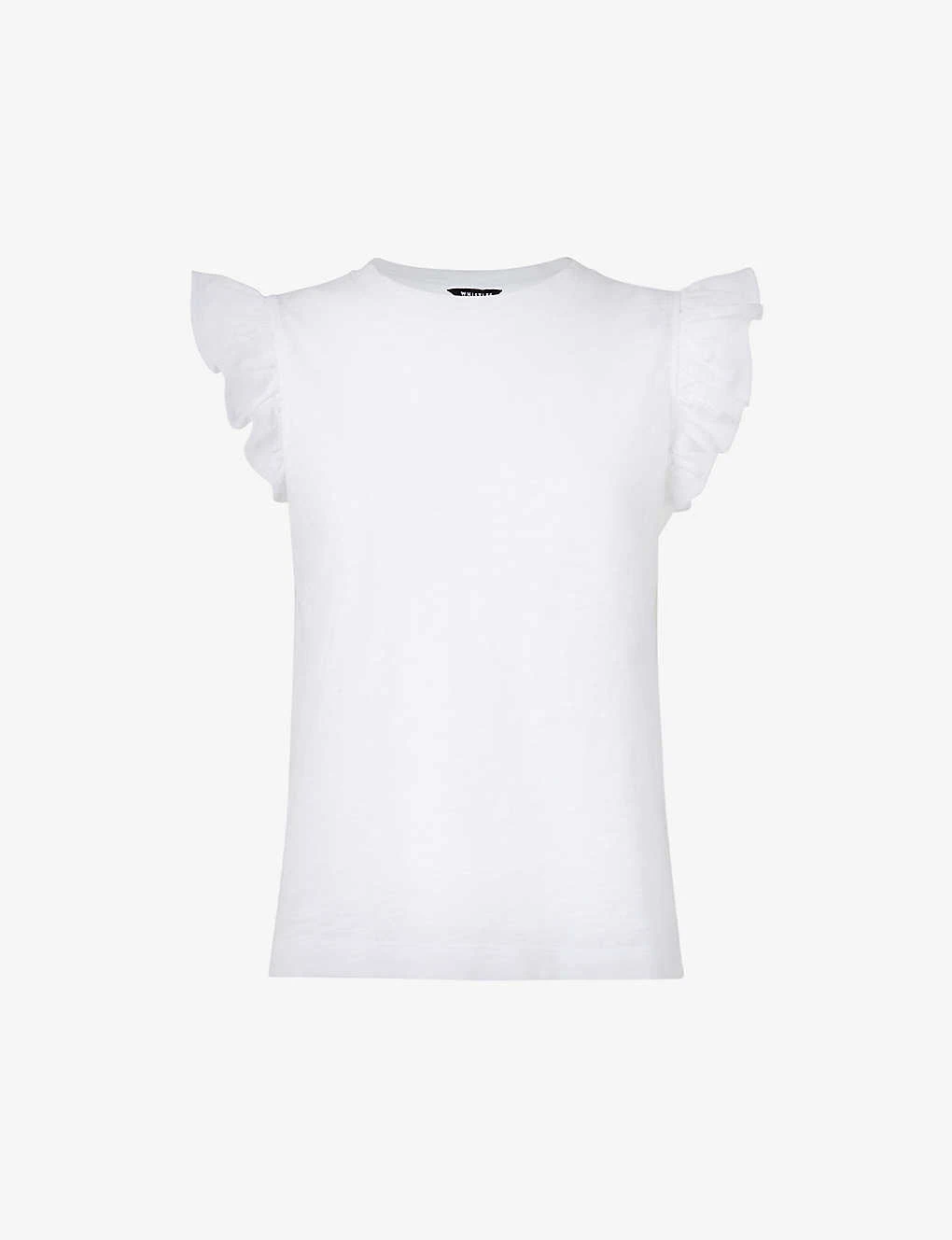 Whistles Frilled-sleeve Cotton-jersey T-shirt 1 Whistles Frilled-sleeve Cotton-jersey T-shirt