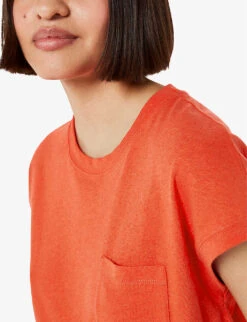 Whistles Ember Patch Pocket Linen And Cotton T-shirt 9 Whistles Ember Patch Pocket Linen And Cotton T-shirt -The Fashion Shop R04165061 RED ALT04