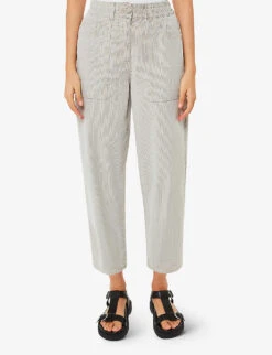 Whistles Tessa Striped Tapered Mid-rise Stretch-cotton Trousers 7 Whistles Tessa Striped Tapered Mid-rise Stretch-cotton Trousers -The Fashion Shop R04165565 MULTICOLOURED ALT02