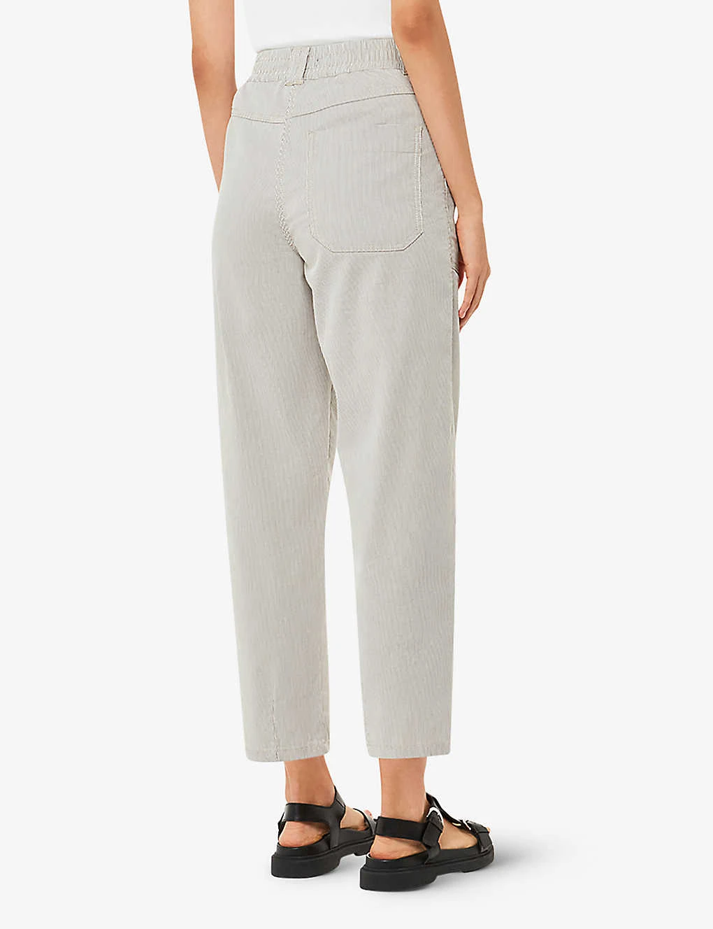 Whistles Tessa Striped Tapered Mid-rise Stretch-cotton Trousers 4 Whistles Tessa Striped Tapered Mid-rise Stretch-cotton Trousers - Image 4