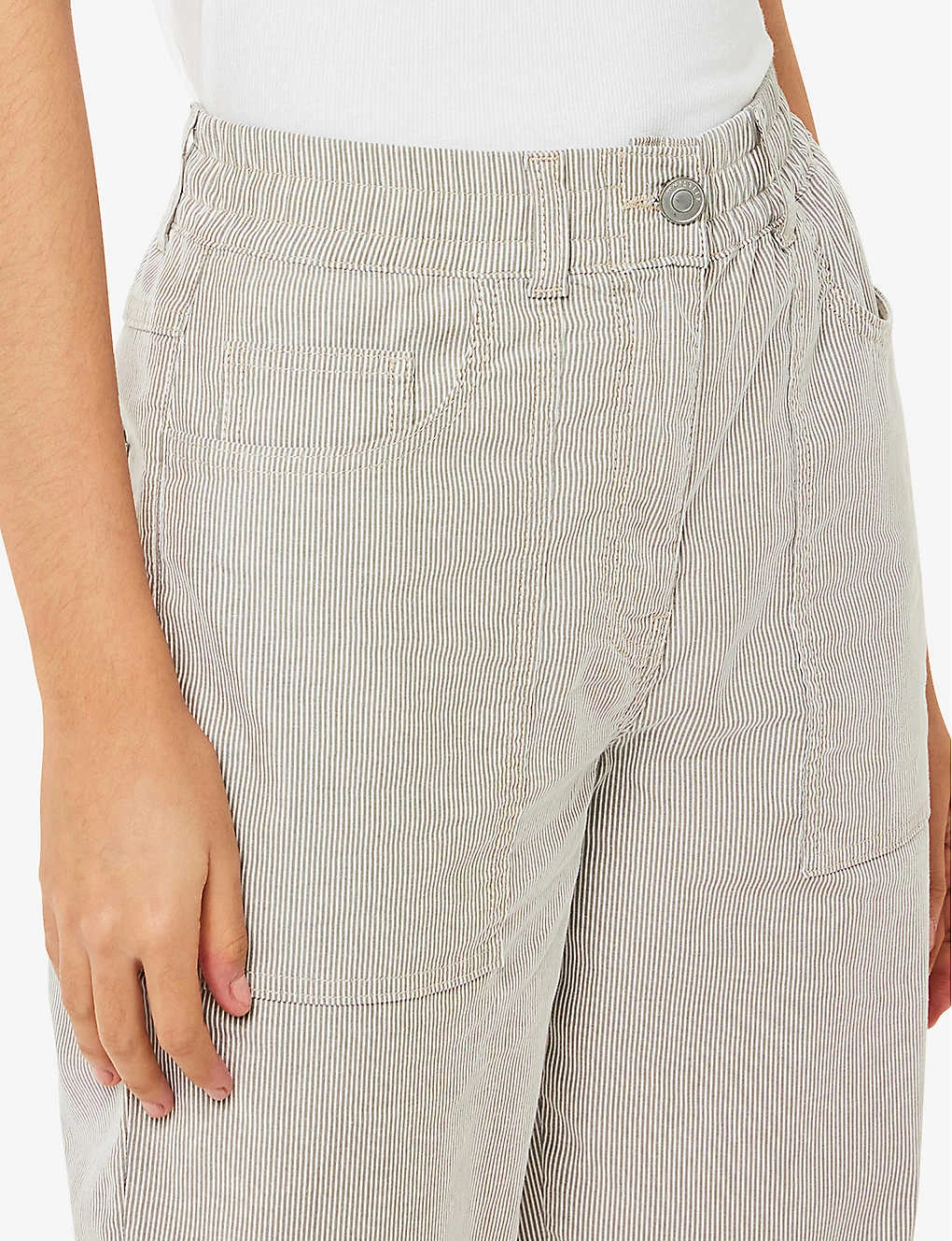 Whistles Tessa Striped Tapered Mid-rise Stretch-cotton Trousers 5 Whistles Tessa Striped Tapered Mid-rise Stretch-cotton Trousers - Image 5