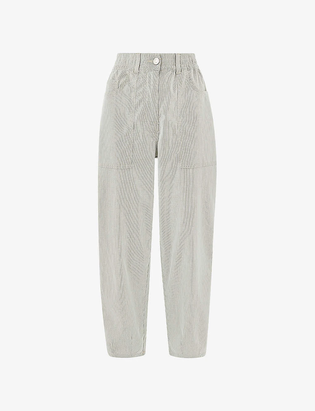 Whistles Tessa Striped Tapered Mid-rise Stretch-cotton Trousers 1 Whistles Tessa Striped Tapered Mid-rise Stretch-cotton Trousers