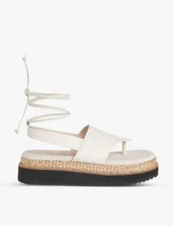 Whistles Lia Raffia Leather Platform Sandals