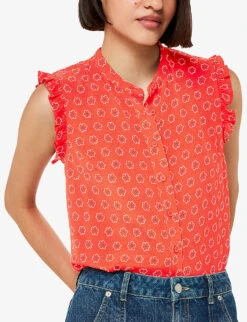 Whistles Frill-sleeve Floral-print Woven Top 7 Whistles Frill-sleeve Floral-print Woven Top -The Fashion Shop R04170408 MULTICOLOURED ALT02