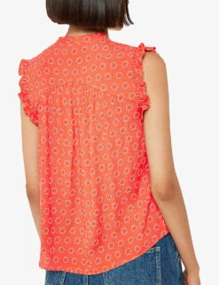 Whistles Frill-sleeve Floral-print Woven Top 8 Whistles Frill-sleeve Floral-print Woven Top -The Fashion Shop R04170408 MULTICOLOURED ALT03