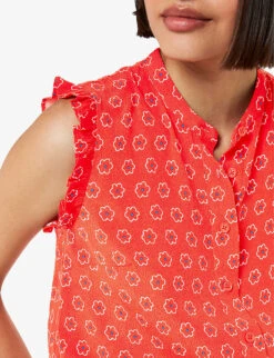 Whistles Frill-sleeve Floral-print Woven Top 9 Whistles Frill-sleeve Floral-print Woven Top -The Fashion Shop R04170408 MULTICOLOURED ALT04