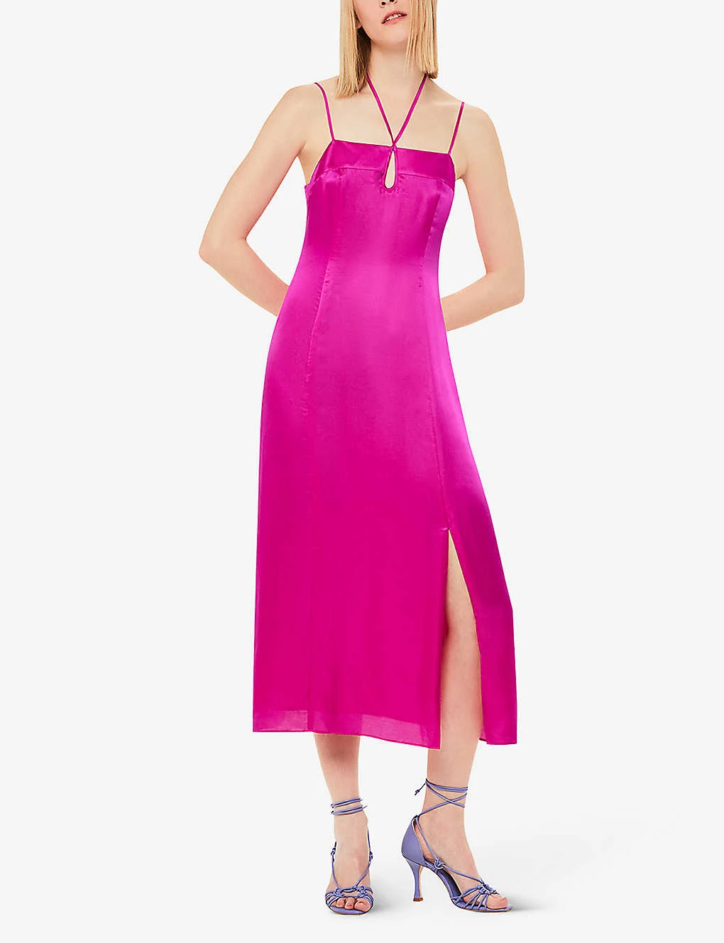 Whistles Cut-out Halterneck Satin Midi Dress 2 Whistles Cut-out Halterneck Satin Midi Dress - Image 2