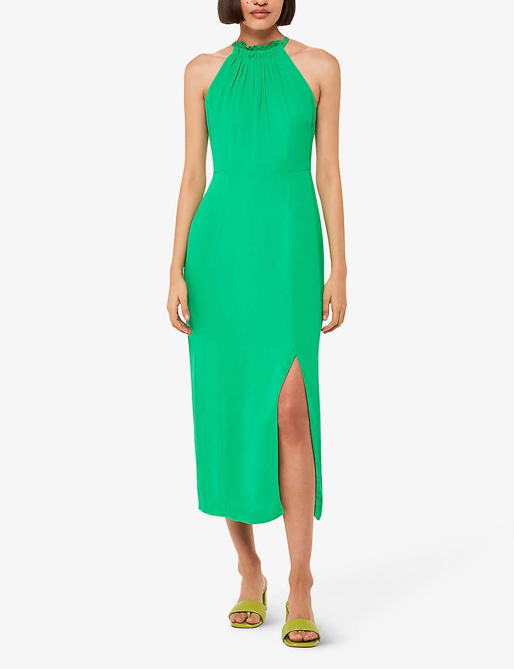 Whistles Eliza Halterneck Side-slit Woven Midi Dress 2 Whistles Eliza Halterneck Side-slit Woven Midi Dress - Image 2