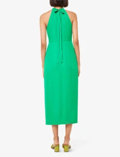 Whistles Eliza Halterneck Side-slit Woven Midi Dress 8 Whistles Eliza Halterneck Side-slit Woven Midi Dress -The Fashion Shop R04171133 GREEN ALT03