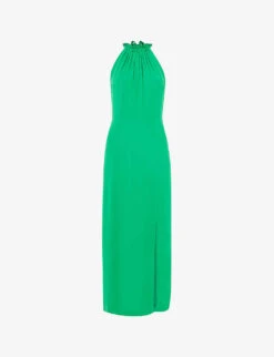Whistles Eliza Halterneck Side-slit Woven Midi Dress