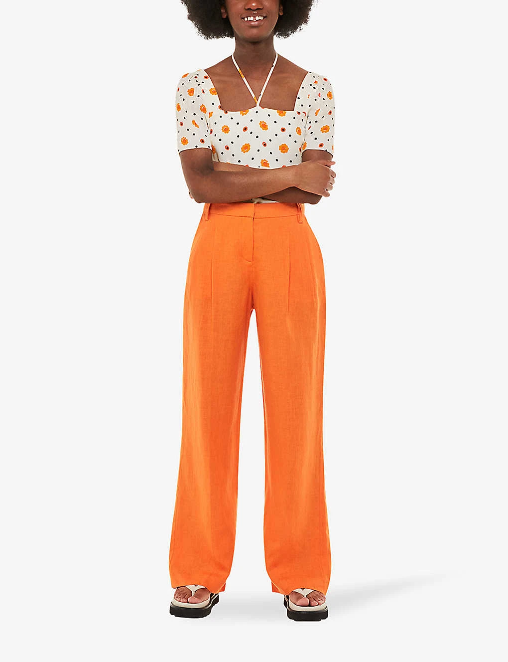 Whistles Flower Diamond Floral-print Tie-detail Woven Top 2 Whistles Flower Diamond Floral-print Tie-detail Woven Top - Image 2