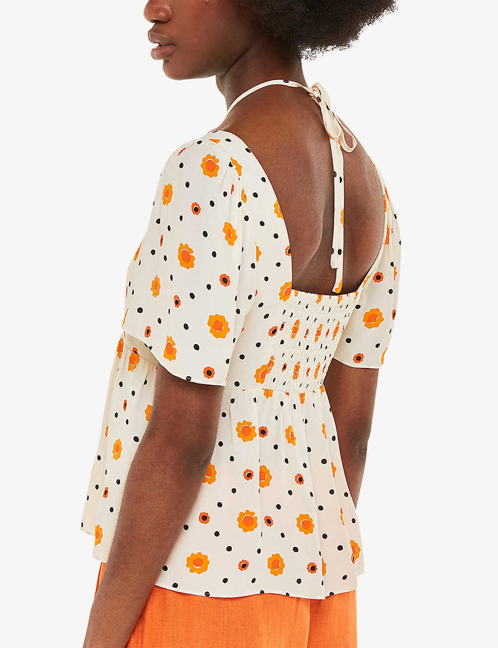 Whistles Flower Diamond Floral-print Tie-detail Woven Top 4 Whistles Flower Diamond Floral-print Tie-detail Woven Top - Image 4