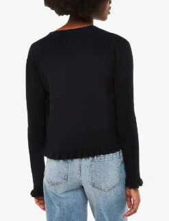 Whistles Frill-hem Cotton And Recycled Polyester-blend Cardigan -The Fashion Shop R04180433 BLACK ALT03